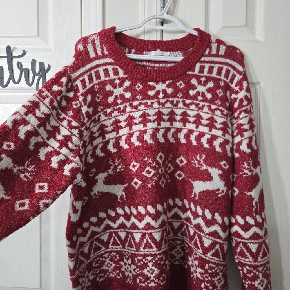 Maurices Festive Red and Cream Sweater